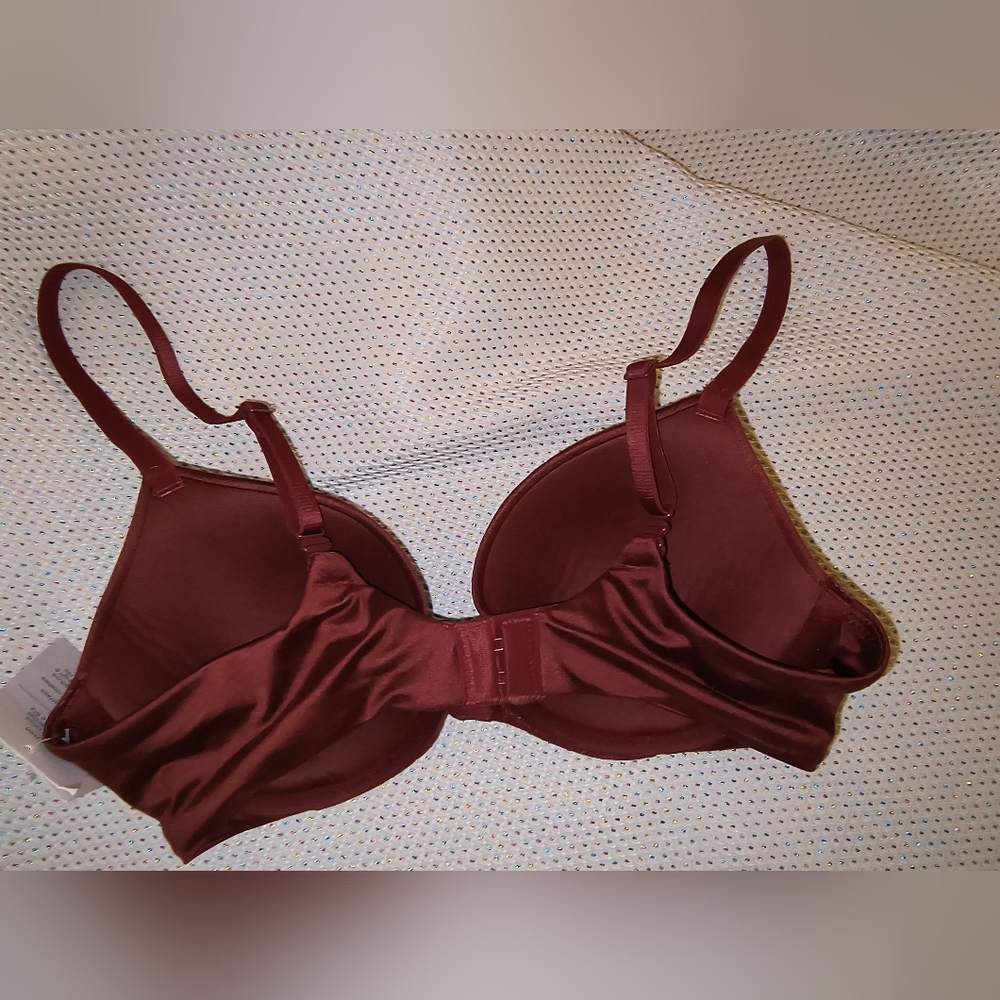 Auden The Icon Crimson Berry Full Coverage Lightly Lined T-Shirt Bra Size 32B - Picture 9 of 10